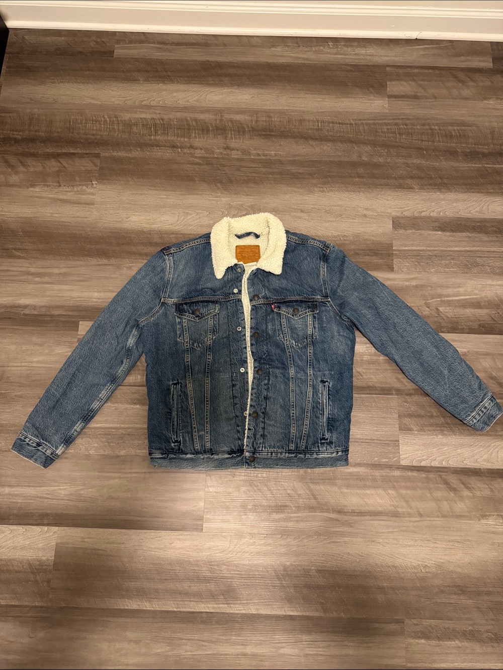 Levi's Blue Denim Sherpa Collar Trucker Jacket